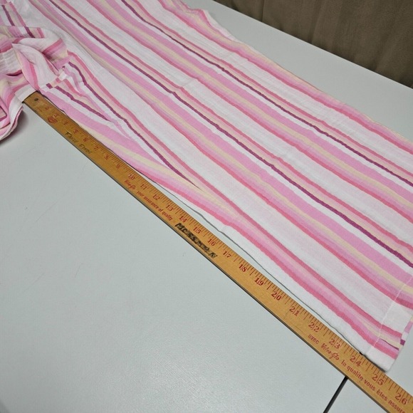Escape by Habitat Pants Womens Medium Pink Striped Wide Leg Cropped‎ Gauzy Beach - Picture 11 of 14